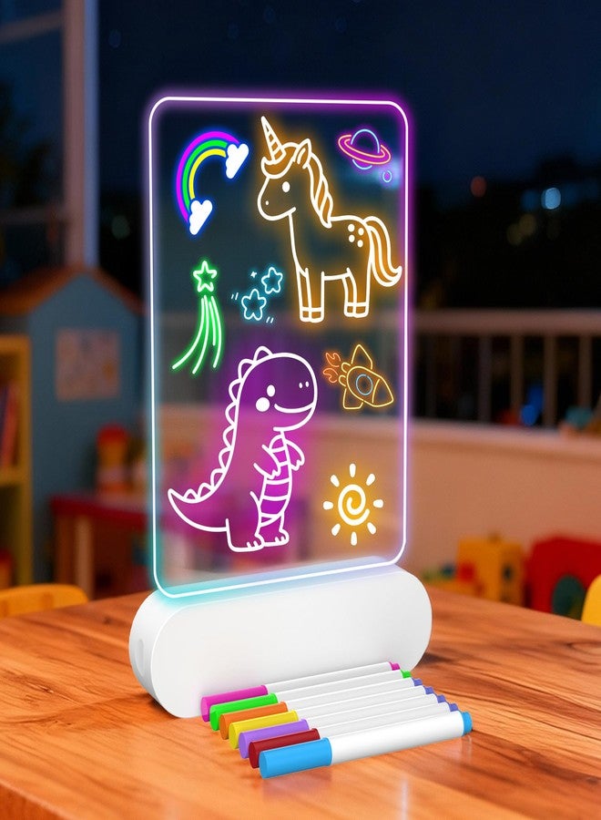 موكوكي لوحة رسم LED قابلة لإعادة الشحن من موكوكي | لوحة ملاحظات LED لاسلكية للأطفال، مصباح ليلي للأطفال يمكنك صنعه بنفسك | لوحة كتابة قابلة للمسح الجاف مع 4 أوضاع إضاءة، 7 أقلام ملونة وأوراق تتبع - Image 1